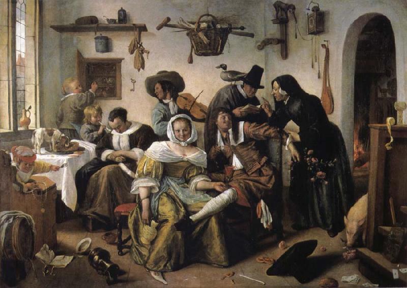 Jan Steen Topsy-turvy world oil painting picture